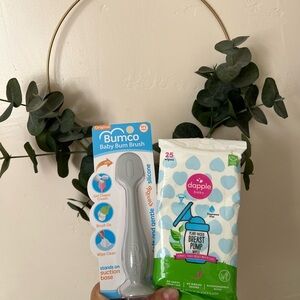 Bumco Baby Bum Brush and Dapple Baby Bottle Soap Set - Blue and White